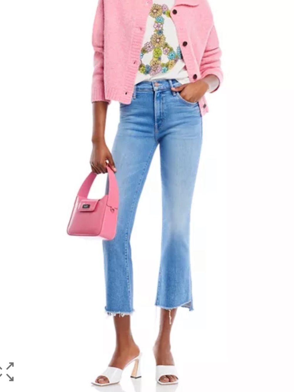 MOTHER The Insider High Rise Crop Step Fray Bootcut Jeans 24 “Out of the Blue” - Picture 2 of 16